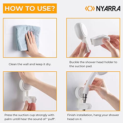 Image of NEVADRILL Vacuum Suction Wall Mounted Hand Shower Holders for Bathroom, Drill Free Installation - Adjustable, Reusable Shower Head Stand - Suction Wall Clips for Hanging - Pack of 1 [ND-AW619]