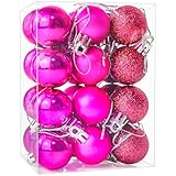 Photo Gallery 24 palline di natale infrangibili per albero di natale, 30 mm, mini palline di natale da appendere, per albero di natale, vacanze, matrimoni, decorazioni per feste, colore: rosso rosa Photo Gallery 24 palline di natale infrangibili per albero di natale, 30 mm, mini palline di natale da appendere, per albero di natale, vacanze, matrimoni, decorazioni per feste, colore: rosso rosa