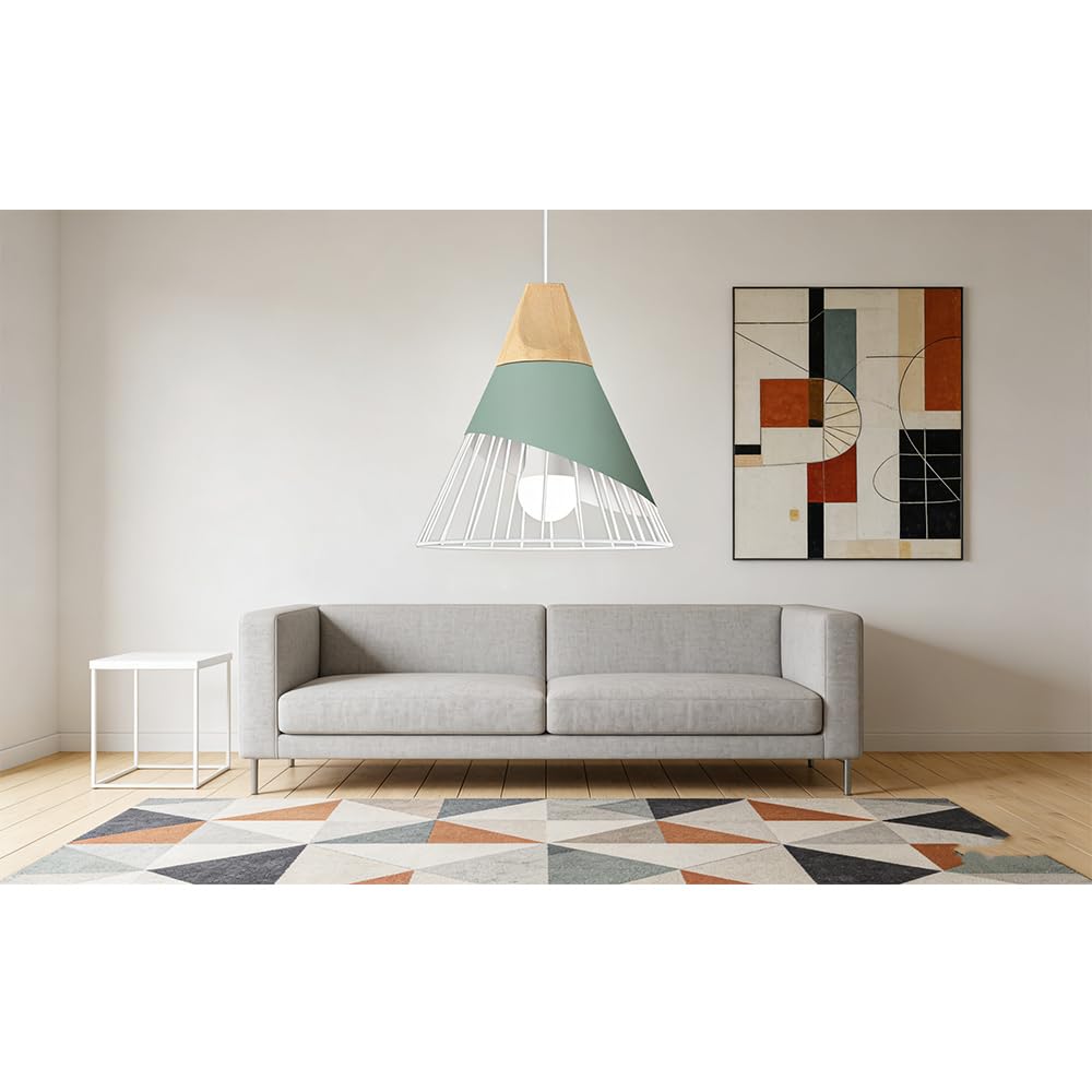 Suspension Luminaire Moderne,bois Plafonnier industriel design Métal Lampes Suspendues abat-jour E27 applique éclairage pour salle à manger cuisine,couloir