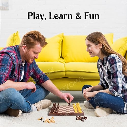 Image of Chess Board Set Wood Like Magnetic 12X12 Inch Foldable Square (Woodlike Magnetic 12X12 Inch), Kids