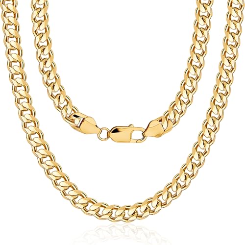 7MM Cuban Link Chain for Men 14K Gold Chain Necklaces 20 Inch