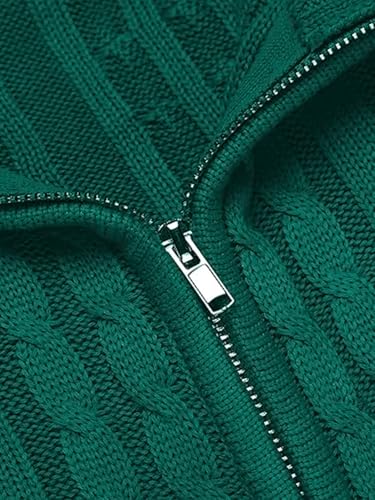 Image of TYSORT Men's Cotton Full Sleeve High Neck Full Zipper Sweater for Men, Cable Knitted Cardigan for Men