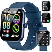 Smartwatch für Damen Herren, 1,96 HD Touchscreen Fitnessuhr mit Telefonfunktion, Smart Watch Fitness mit Herzfrequenz Schlafmonitor Schrittzähler, 113+ Sportuhr IP68 Wasserdicht für iOS Android Blau
