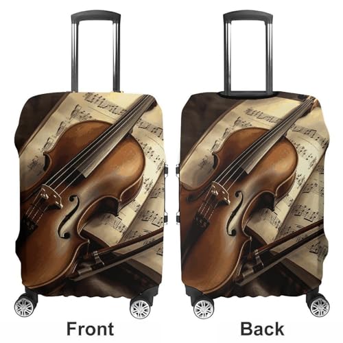 Violin And Book Luggage Cover, Washable Elastic Suitcase Cover Protector Fit 18-32 Inch Luggage3