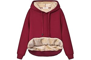 Womens Hooded Sweatshirt Fleece Sherpa Lined Hoodies Winter Causal Loose Fit Pullover