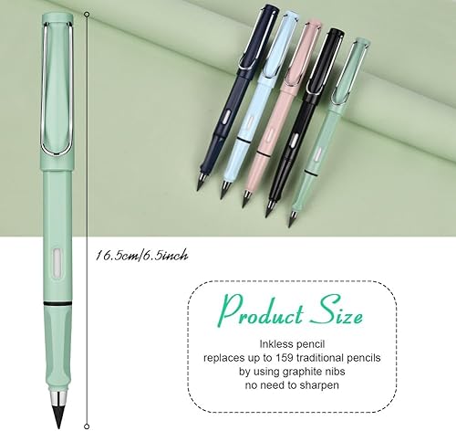 Miniatura 2 de Infinity Eternal - Juego de 5 lápices con borrador y puntas de repuesto, lápices reutilizables sin tinta para escribir, dibujar, estudiantes, hogar,