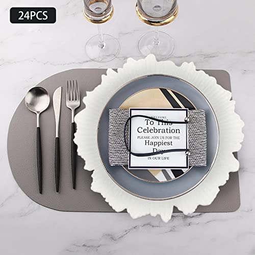 Juego de 24 platos cargadores blancos redondos de 13 pulgadas miniatura 4