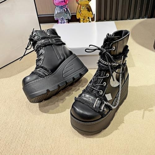 Image of Ulalaza Women Mary Jane Dress Pumps Lolita Shoes Cute Platform Gothic Double Ankle Strap Round Toe Chunky Heel Uniform Pumps Shoes Perfect for School Party Business Work Dance Date Night Club