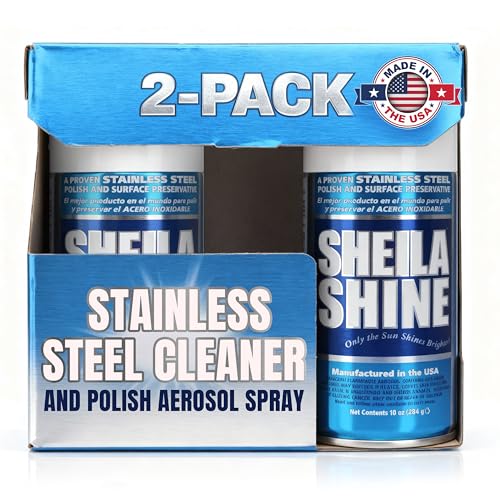 Sheila Shine 2 x 10oz Stainless Steel Cleaner and Polish - Removes Grease, Fingerprint & Watermark - Kitchen Appliances, Refrigerators, Sinks, Ovens & Grills - Stainless Steel Appliance Cleaner Spray
