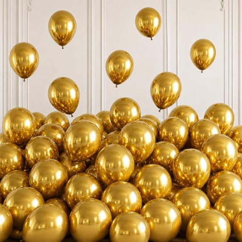 Image of Togvu Gold Balloons, 50Pack 5 Inch Small Mini Metallic Chrome Gold Balloons