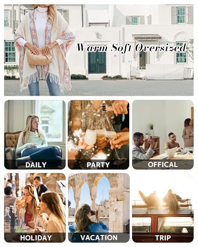 Bsubseach Knit Shawl Wraps for Women Soft Fringe Poncho Sweater Cape with Hooded for Fall Winter3