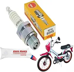 Combo Vela Ignição Bicicleta Motorizada 40cc 80cc Ciclo Motor Original Ngk e Graxa