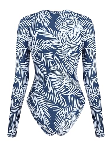 Image of ZAFUL Women's Long Sleeve Rash Guard Swimsuit One Piece Zipper Surfing Bathing Suit