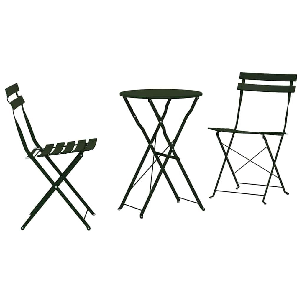 Fengshui Set da bistrot pieghevole in acciaio, 3 pezzi, tavolo 50 x 50 x 71 cm, sedie 42 x 46 x 82 cm