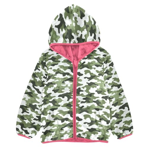 Camouflage Toddler Fleece Jacket Baby Girls Hooded Zipper Long Sleeve Thick Warm Outerwear 3-10 Years