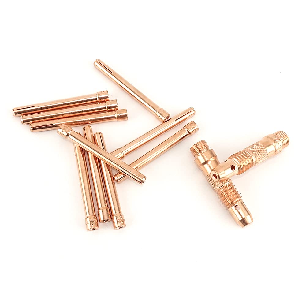 TywelMaster 12pcs Argon TIG Welding Torch Consumable 1.0mm 1.6mm 2.0mm 2.4mm 3.0mm 3.2mm TIG Tungsten Electrode Collet Body and Collet