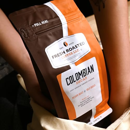 Image of Fresh Roasted Coffee, 100% Colombian Decaf, 12 oz, Medium Roast, Kosher, EA Natural Decaf, Ground