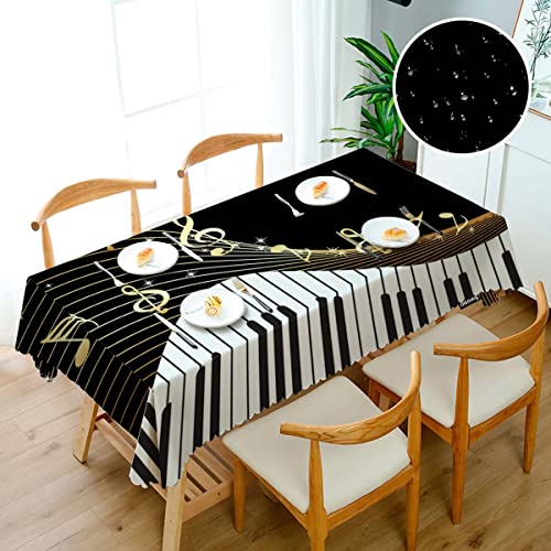 Swono Music Notes Table Covers 52X70 Inch Black Piano Musical Instrument And Notes Tablecloth Kitchen Dinning Tabletop Decoration, Table Cloth For Outdoor And Indoor Use #TOP2