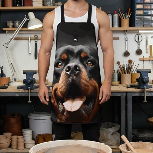 Delantal con diseño Rottweiler para taller, unisex miniatura 4