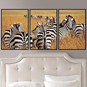 signwin 3 Piece Framed Canvas Wall Art Black...