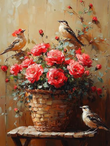 DIY loisirs creatifs adultes kit broderie peinture numero diamant oiseau fleur 90x120cm