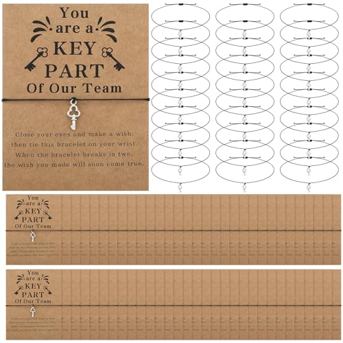50 Sets Employee Appreciation Gifts for Team Coworker Bracelets Bulk Thank You Bracelets You Are A Key Part of Our Team Gift Teamwork Gifts for Women Men Staff Teacher Retirement