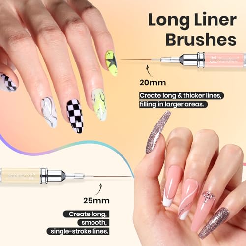 Image of Beetles Gel Polish Nail Art Liner Brushes 5Pcs Painting Art Design Pen Set Diamond Application Rhinestone Handle Drawing Nail Art Brushes Tools Sizes 5 /6 /11 /20 /25mm Nail Art Design Gift for Women