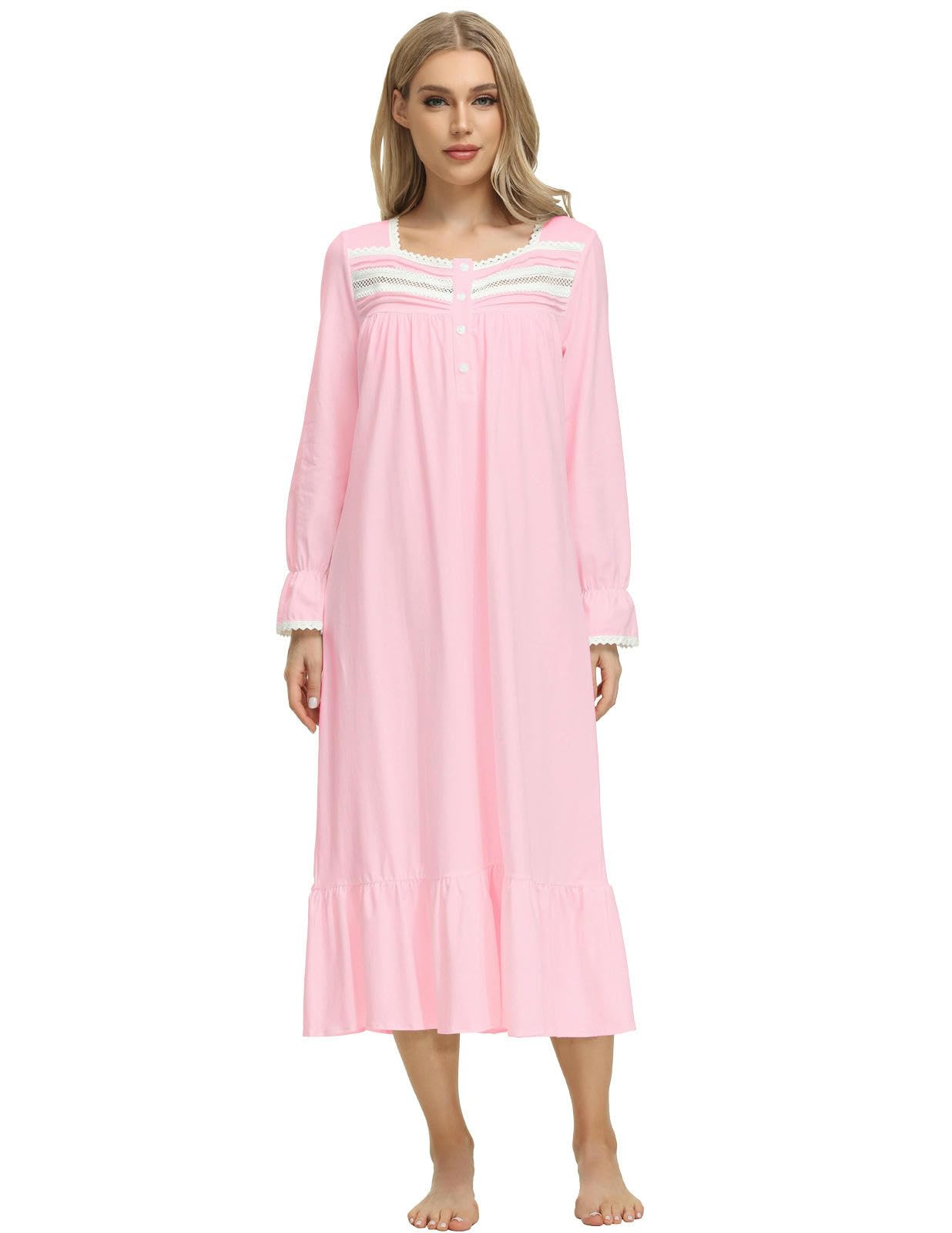 Pigiama da Donna Pigiami A Manica Lunga Vittoriani Abito Principessa Bianco Festa di Halloween Abiti Casa-Rosa-XL