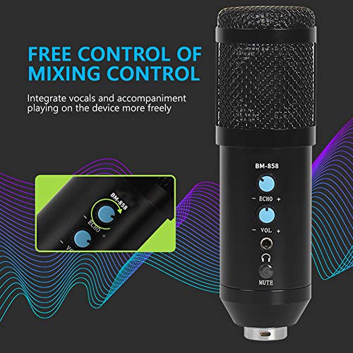 Usb Microphone, Bm858 Studio Condenser Microphone Omnidirectional Single Mic Desktop Computer Recording Microphone With Shock Absorption Bracket #TOP3
