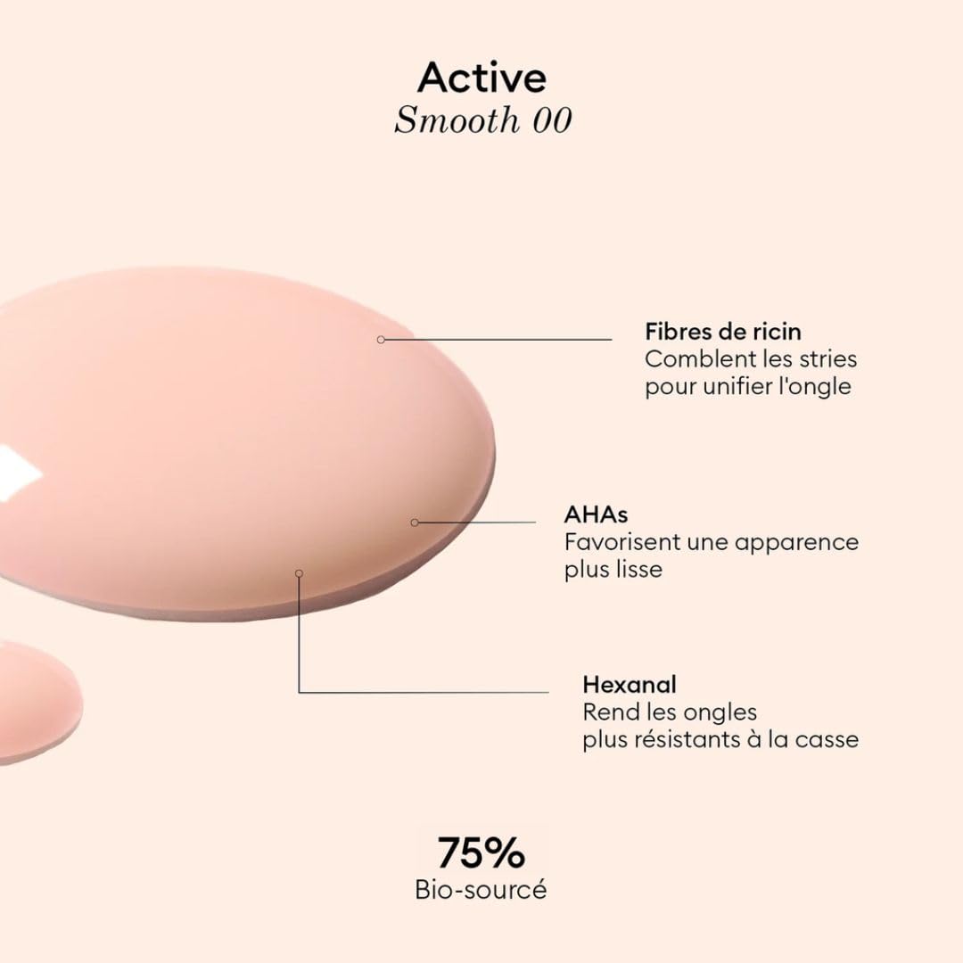 Manucurist Active Smooth 00 - Vernis à Ongles Soin Reparateur Lissant Bio-Sourcé Fini Voile Rosé - Vernis a Ongle Lisseur, Durcisseur Ongles, Vernis Nude - Soin Ongles Abimes - Fortifiant Ongles