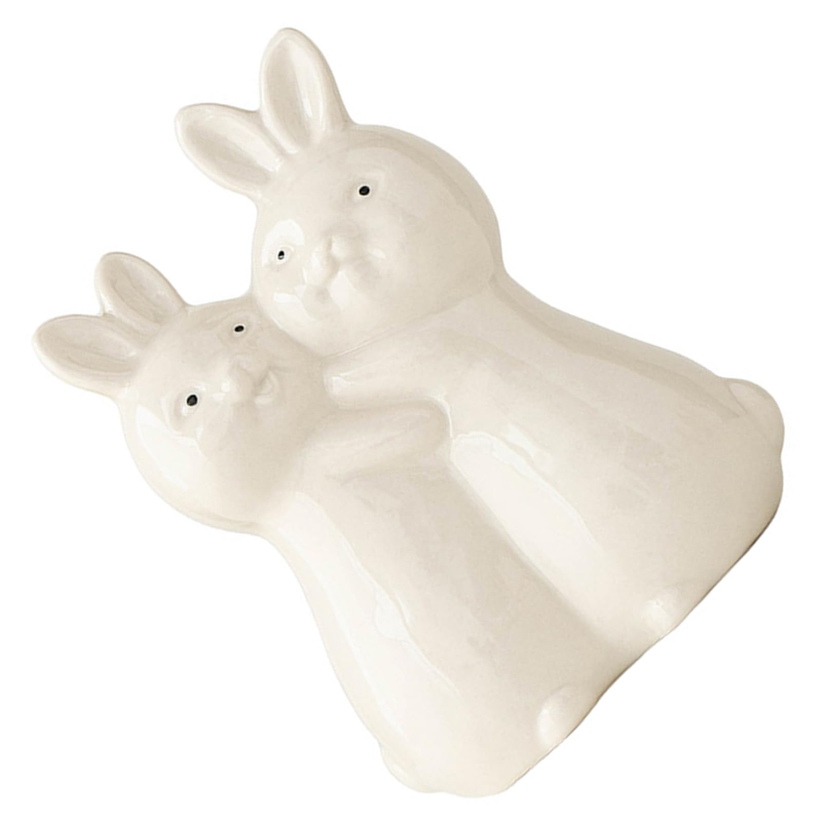 hogtnd Ceramic Embracing Rabbit Figurine for Table Decoration Fine Artisan Ornament with Handmade Handmade, Noble Artisan Decoration
