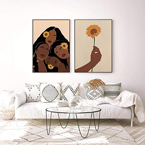 Affiche Afrique Boho Reine Femme Noire Impression Sur Toile 40x60cm Duo Sans Cadre