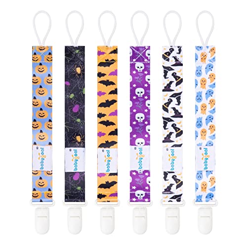 Image of Babygoal Halloween Pacifier Clips, 6 Pack Binky Paci Holder and Leash for Boys and Girls Fits for Most Pacifier, Binkie Styles & Baby Teethers & Toys and Gift 6PB18
