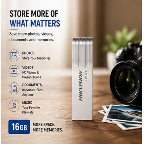 Image of HIKVISION M225 16GB USB 2.0 Metal Pen Drive | Compact & Durable Flash Drive for Laptop and PC