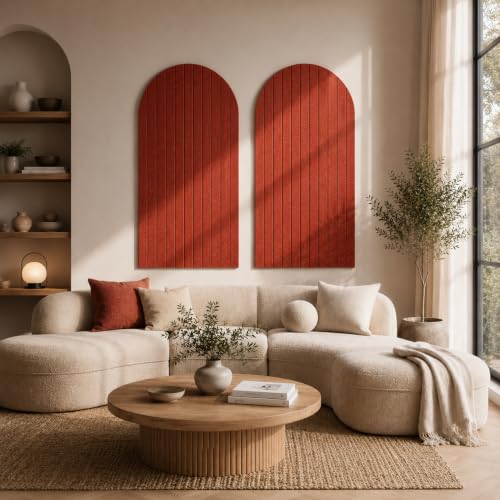 Image of MMT Acoustix Arch Felt Acoustic Wall Panel | Sound Proofing for Room |Premium Acoustic Panel |Pin Board for Wall |Sound Absorbing Panels | Arch Felt Acoustic Wall Panel |Rust| 120 x 60 cm | 1 Pcs