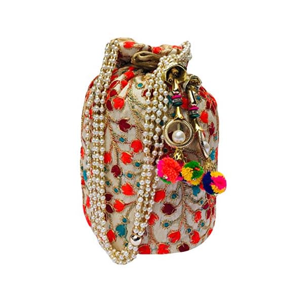 FILORA Women's Ethnic Rajasthani Silk Potli Bag (Multicolour) -Combo of 3 - Image 4
