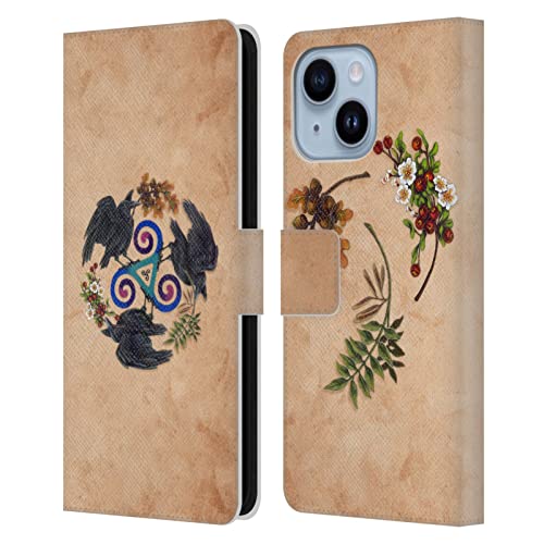 Protection iPhone 14 Plus cuir style celtique pour sorties et voyage