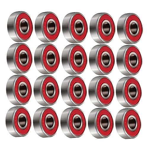 POPETPOP 20pcs -9 608 2 Wheel Bearings for Skateboard Outdoor Roller Skating Sealed Skate Wheel Bearings Red