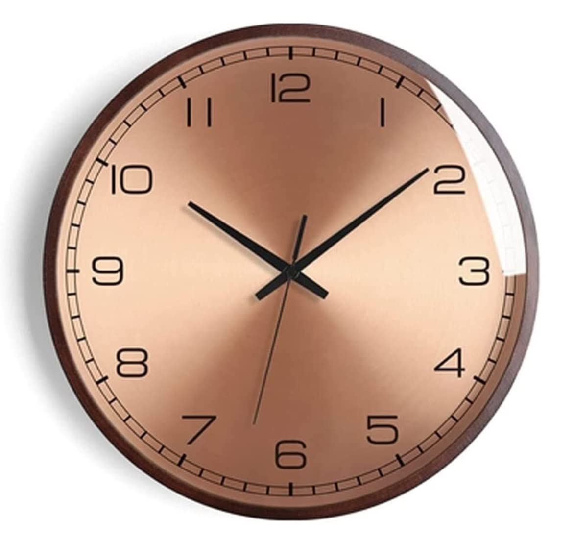 AZHKJKZH Wall Mounted Clock Round Wall Clock Modern Glass Mirror Hang Silent Quartz Clocks For Bedroom Living Room Home For Living Room(Rose gold,14inch)