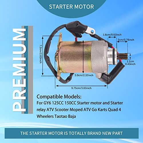 Image of Starter Motor for GY6 49cc 50cc 125cc 150cc Scooter ATV Quad 4 Wheelers Scooter 139QMB Moped ATV Go Karts TAOTAO SUNL ROKETA Tank Baja Scooter Icebear Roketa 152QMI 157QMJ Engine Jonway