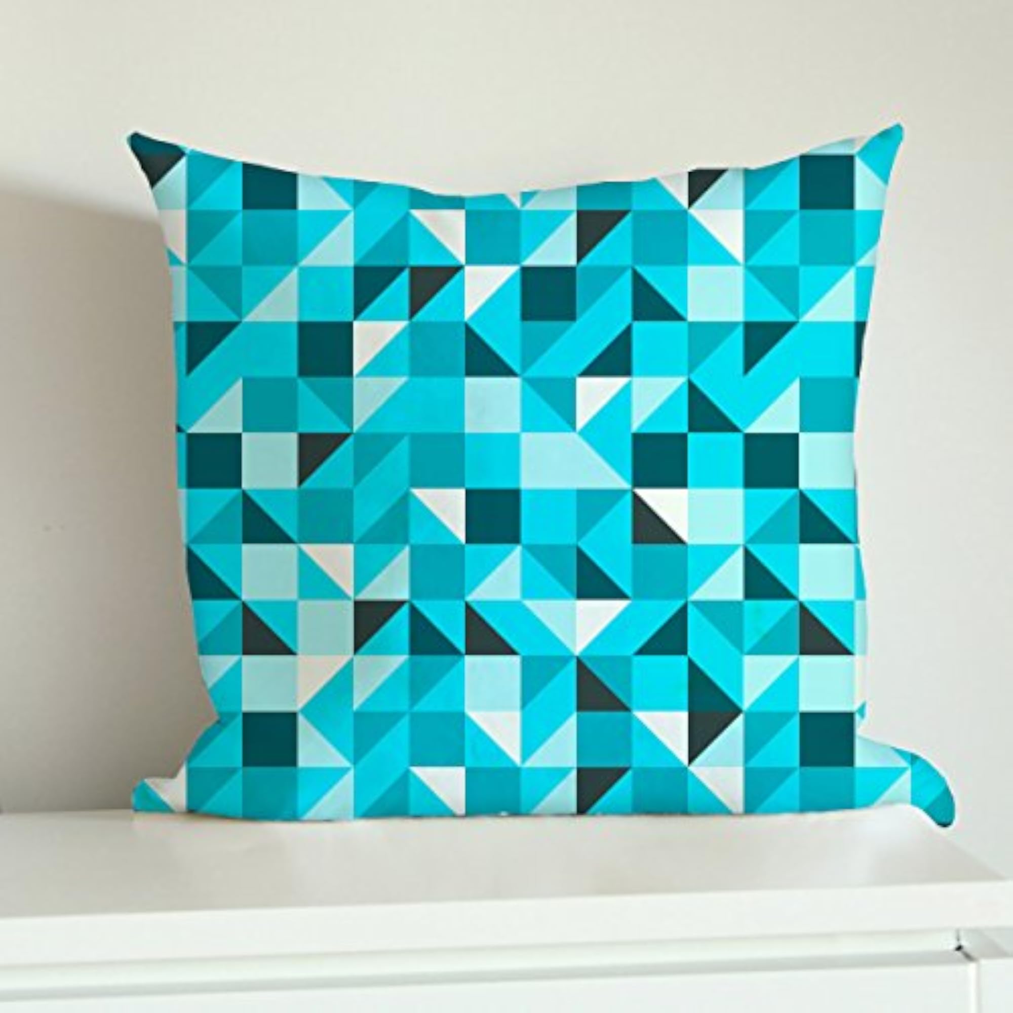Blue Triangle Decorative Cushion Cover, 12x12 Inches
