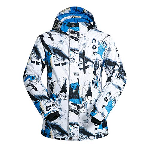 HOTIAN Mens Snowboarding Jacket High Windproof Waterptoof Colorful Printed Snow Ski Jacket and Pants Set (L, style-11)