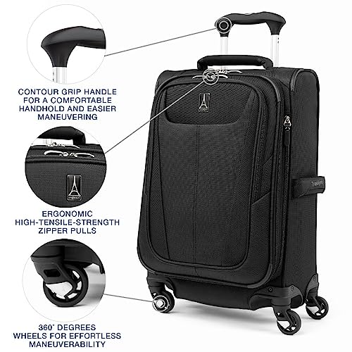 Travelpro Maxlite 5 Softside Expandable Luggage With 4 Spinner Wheels, Lightweight Suitcase, Men And Women, Black, Compact Carry-On 20-Inch #TOP1