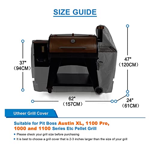 Utheer Grill Cover For Pit Boss Austin Xl/Rancher Xl, Z Grill 1000, 1100, 1100 Pro, 1000S, 1000Sc, 1000Sq, 1000Sc2, 1150 1500 Series Wood Pellet Grill, 600D Heavy Duty Waterproof, Uv Protection Cover #TOP1