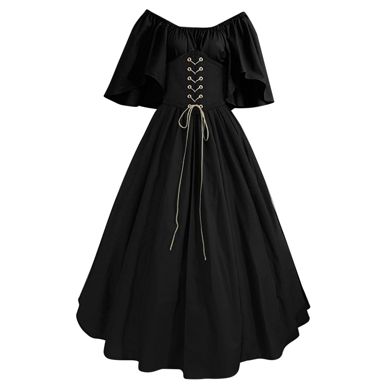 Womens Renaissance Costume Vintage Elegant Lace up Halloween Gown Princess Dress with Corset Medieval Evening Party Prom Cocktail Swing Victorian Dresses for Ladies