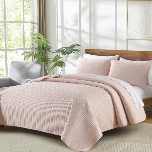 Edredón rosa rubor queen Yiran reversible con 2 fundas de almohada 4