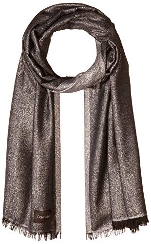 Calvin Klein Women's Lightweight Wrap Scarf, black solid, One Size