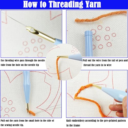 Image of Gylreus Embroidery Punch Needle kit Frame,DIY Embroidery Starter Kits for Beginners and Adults, Embroidery Punch Stitch Kit with Patterns, Tools, Yarns, Frame, Instruction (Pattern A)