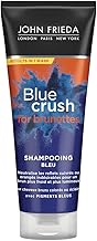 John Frieda Blue Crush Intensive Blue Shampoo 250 ml, Toning Shampoo for Brown Hair, Anti-Brass Shampoo for Brunettes with Crushed Blue Pigments