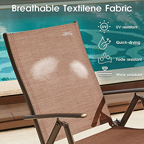 Natural Expressions Outdoor Chaise Lounge Chairs For Outside, Patio Lounger Pool Furniture Aluminum Adjustable Folding Recliner Chair For Beach, Backyard,Lawn,Poolside Supports 300 Lbs #TOP5